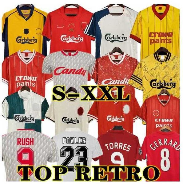 

vintage jersey mcmanaman 04 05 retro gerrard soccer jersey torres 1982 dalglish football shirts fowler 1989 maillot 06 07 barnes 08 09 rush, Black;yellow