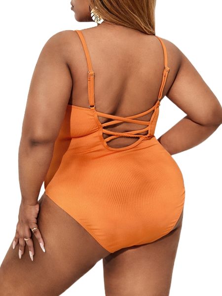 

plus solid cross back one piece swimsuit g0wq#, White;black