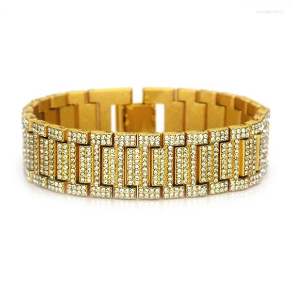 21,5 cm de hip-hop joias de joalheria de joalheria masculina massertiva exagerada Belra cúbica de zircônia Bling Belt Belt Bamboo Link Chain