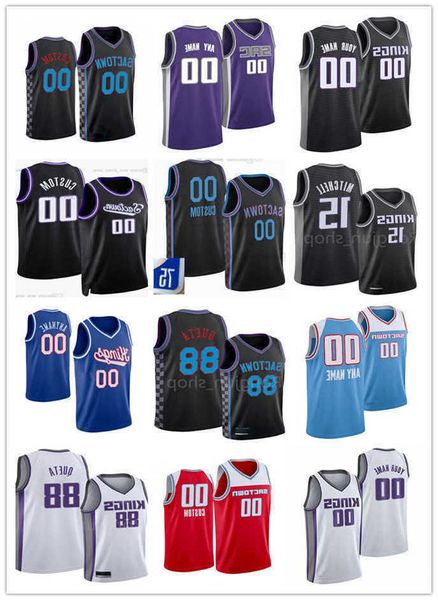 

75th men women youth sacramento''kings''15 davion mitchell 88 neemias queta 7 chimezie metu 41 trey lyles 26 jeremy lamb, Black;red