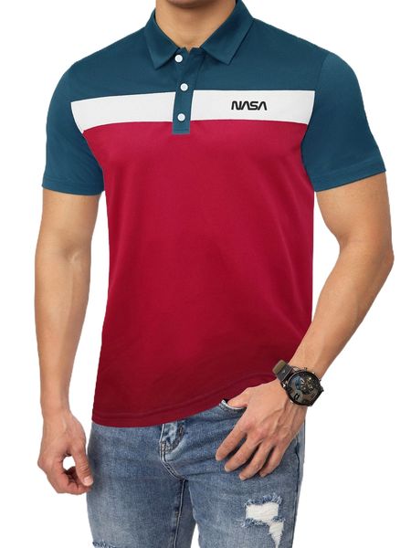 

men random color block letter graphic polo shirt d1rz#, White;black