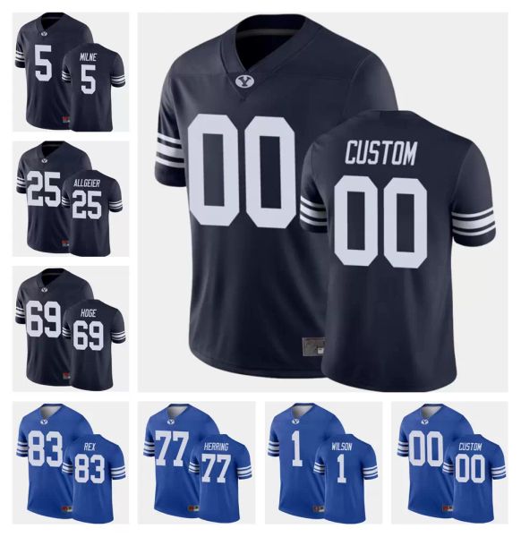 BYU COUGARS 1 ZACH WILSON Футбол футбольные трикотажные изделия 77 Chandon Herrd 25 Tyler Algeier 5 Dax Milne 16 Baylor Romney 4 Troy Warner Custom Men Women Youth Jersey