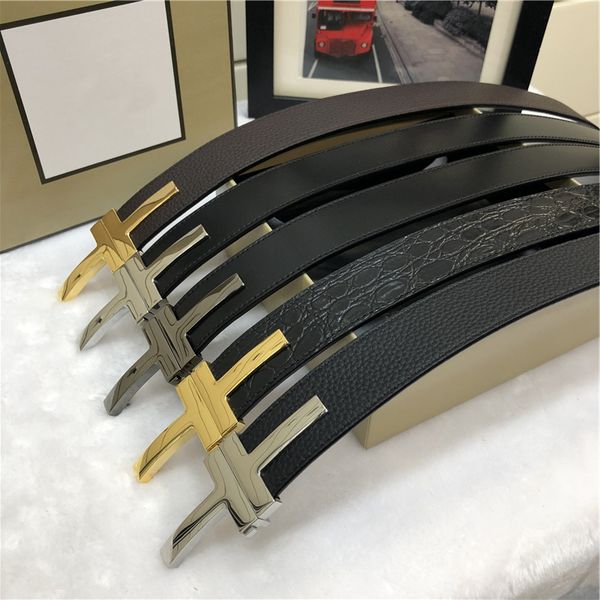 

designers tom belt men clothing accessories business belts men double t buckle fashion women genuine leather waistband with original box dus, Black;brown