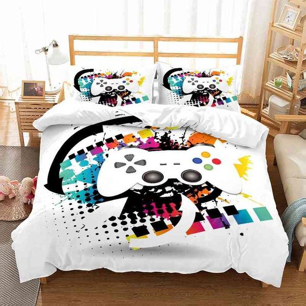 Gamepad Kids Bedding Set Game Gamer Gamer Modern Luxury Duvet Sets Gets Glitter Bed Linen Queen King Single Size Dropship