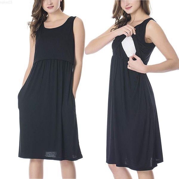 

sleep lounge & maternity dresses vestidos pocket nursing j220823, White