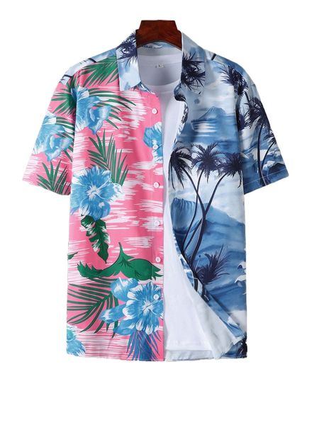 

men random tropical print shirt without tee y96g#, White;black