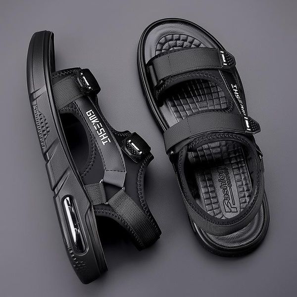 

sandals men's 2022 summer casual sports beach shoes breathable and slippers tide non-slip black