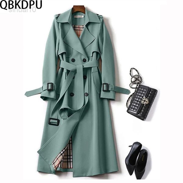 

korean version long sleeves all-match fashion trench coat women 2022 new trench coats mid-length overcoat women show fashion l220725, Tan;black