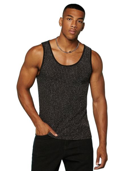 

men marled rib-knit tank h4ly#, White;black