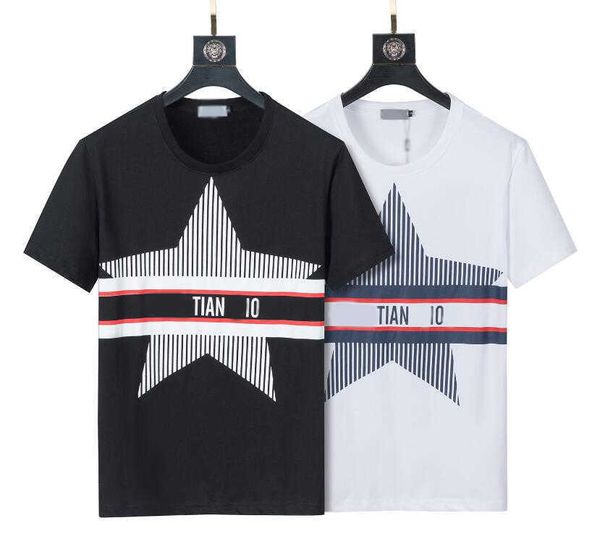 

t shirts for men cotton t-shirt round neck double thread spring summer 22ss letter high street loose trend short sleeve male clothing #003, White;black