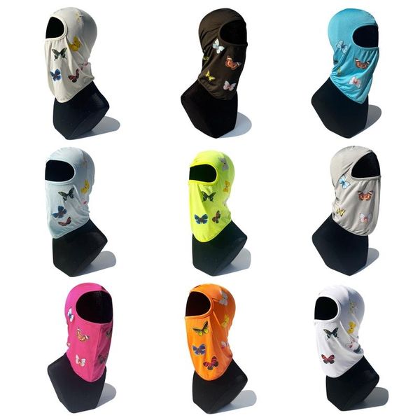 Berretti Uomo Donna Protezione UV Passamontagna Maschera Farfalla Stampa Leggero Cappuccio da sole Motocicletta Copricapo Sciarpa al collo X4YC