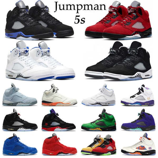 

2022 jumpman 5 basketball shoes 5s racer blue raging red stealth 2.0 alternate grape oreo oregon ducks mens trainers sport sneakers, Black