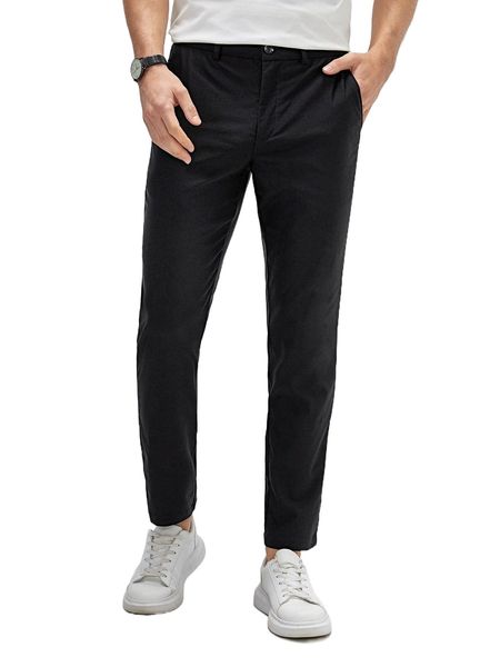 

men slant pockets tapered pants 94xc#, Black
