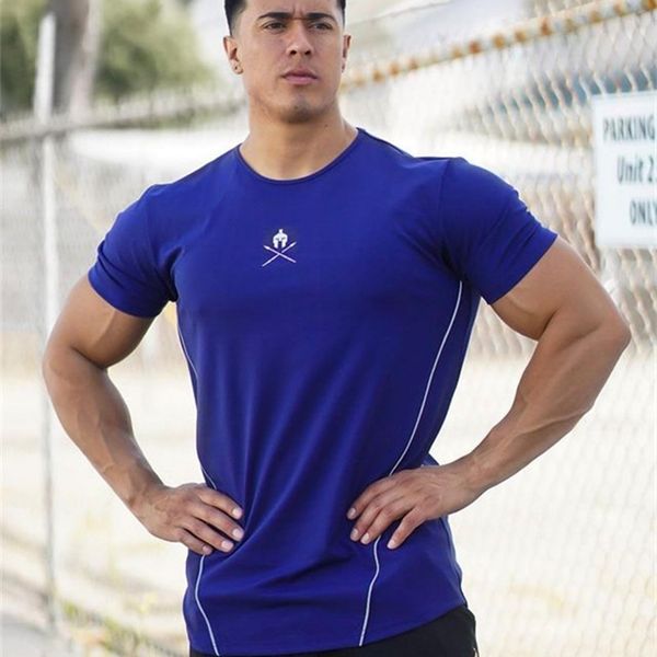 

men tshirt bodybuilding muscle shirt workout fitness casual summer streetwear mens clothing 220622, White;black