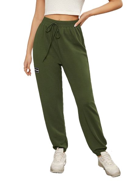 

knot waist patched detail joggers d8e3#, Black;white