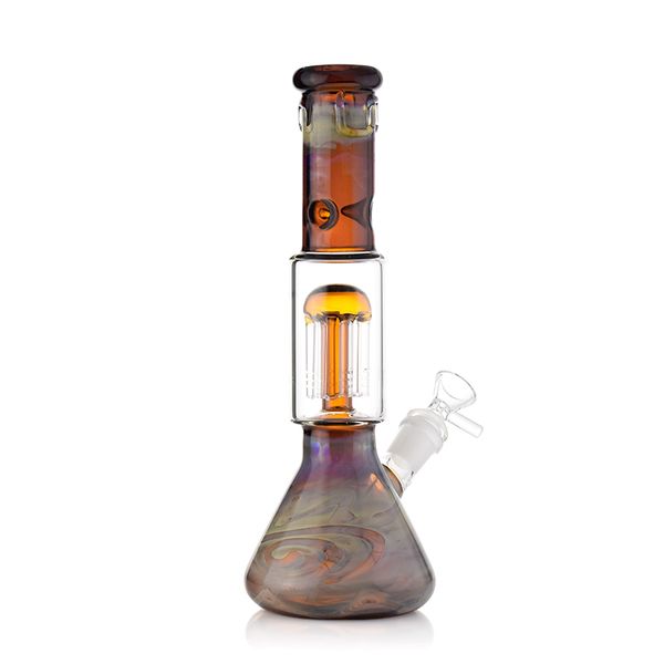 11 inç kahverengi beher taban düz tüp nargile bong - dağınık downstem percolator, 14mm dişi eklem