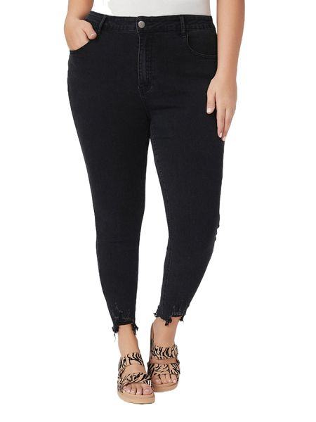 

plus high waist raw trim skinny jeans d6uv#, Blue