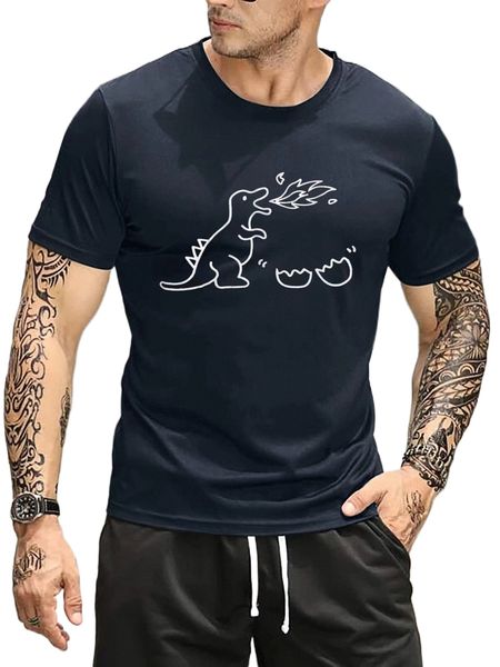 

men dinosaur print tee 12lx#, White;black