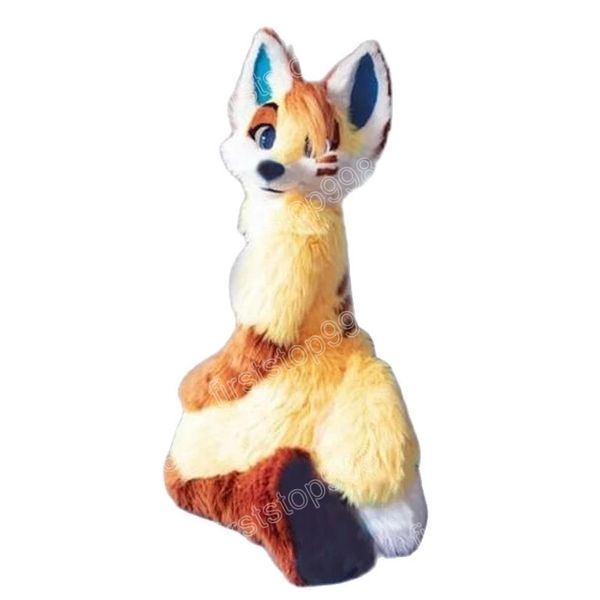 Halloween Fursuit Husky Fox Dog Mascot Costume de alta qualidade Cartoa de anime Personagem adultos Tamanho do Natal A publicidade ao ar livre traje de roupa