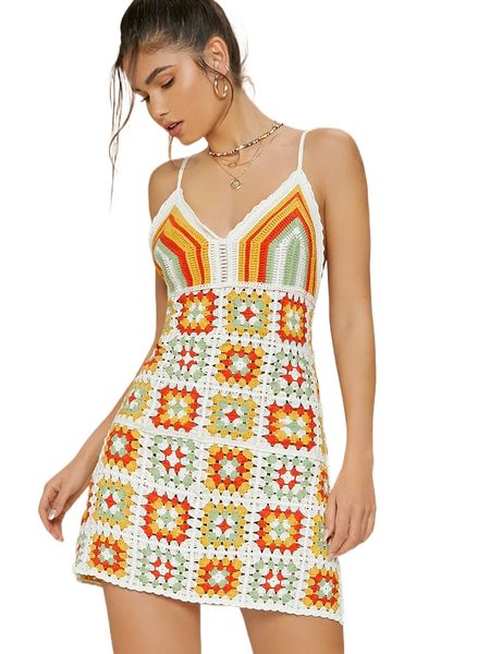 

floral pattern open knit sweater dress m8o5#, White;black