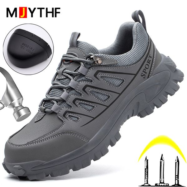 

male wear-resistant industrial shoes steel toe safety shoes work sneakers indestructible shoes puncture-proofÂ hiking men, Red;white
