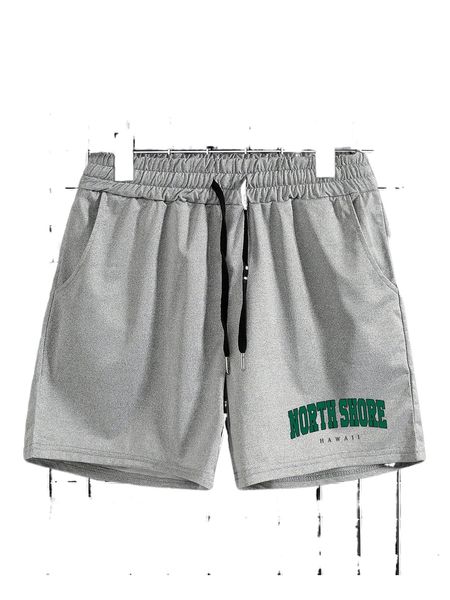 

men letter graphic drawstring waist shorts l4n4#, White;black
