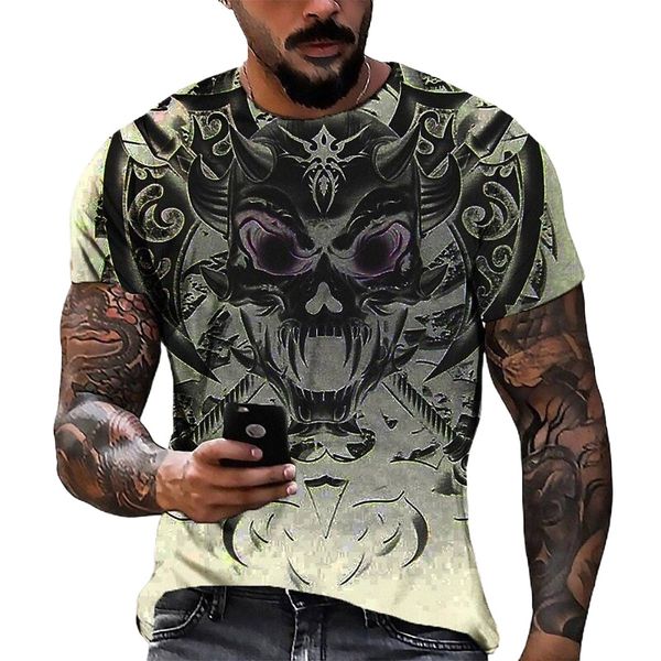 

men's tee t shirt 3d print graphic round neck casual daily 3d print short sleeve fashion designer cool comfortable beige p072#, White;black
