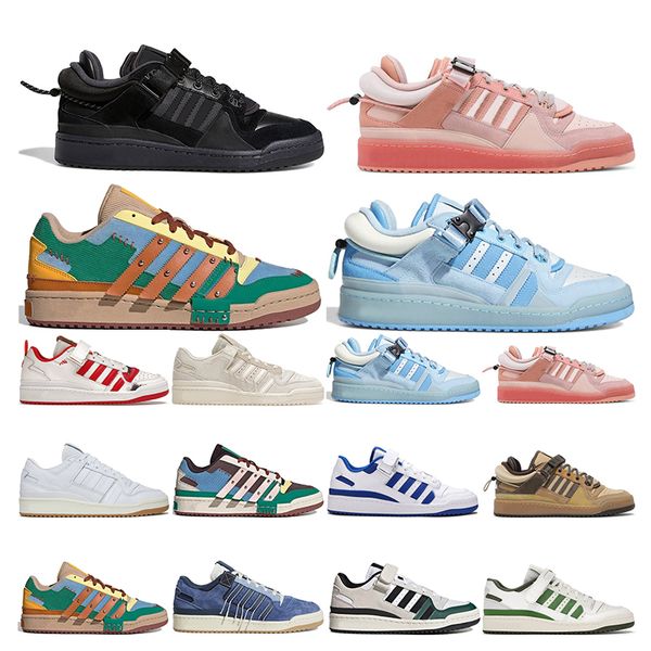 

shoes bad bunny x forum buckle low casual men women core black easter egg patchwork white gum denim blue sports sneakers trainers