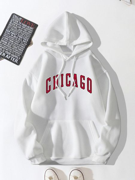 

men letter graphic kangaroo pocket drawstring thermal hoodie 96tw#, Black