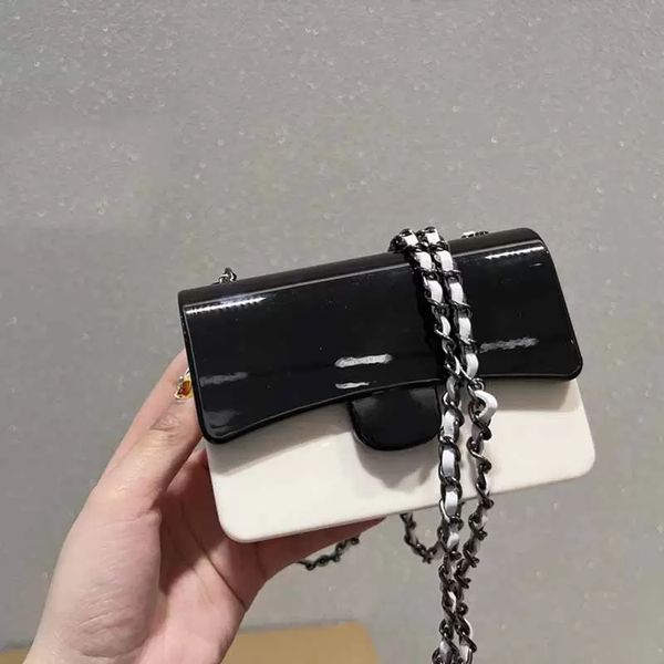 

mini flap designer bags black and white contrast color classic handbags silver metal chain timeless diamond quilting crossbody bags for wome