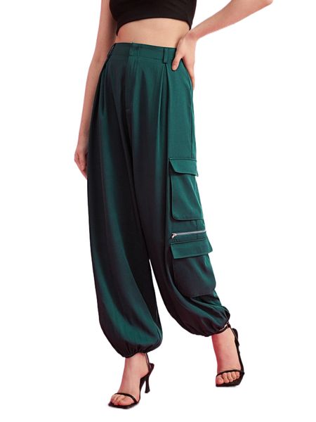 

x sterralda osias high waist flap pocket pants 33fg#, Black;white