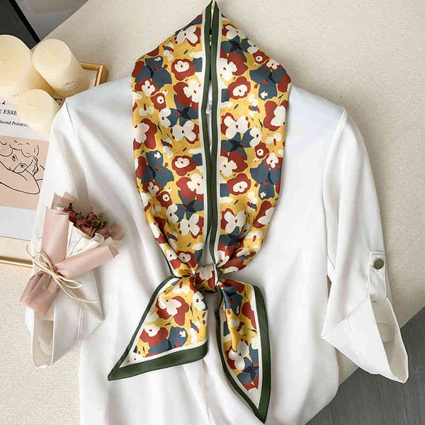 

designer silk head bag hair scarf chic new silk oil painting long summer decoration lazy small scarf sunscreen hair band headband, Blue;gray