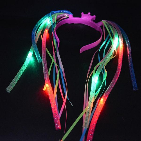 Decorazione per feste Rave Lights Trecce Corona Fascia per capelli LED Fascia per capelli Carnival Bar Regalo Cosplay Compleanno Matrimonio Festival luminoso CostumeParty