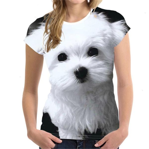

fashion lovely dog 3d print women ladies girls t-shirt animal harajuku round neck short sleeve summer tees xxs-6xl, White