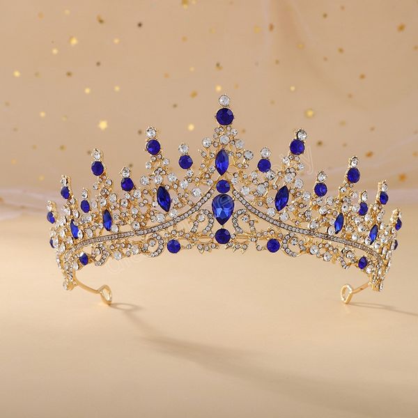 

retro pink ab crystal bridal tiaras crown rhinestone pageant prom diadem bride headband wedding hair accessories, White;golden