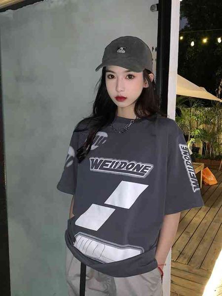 

brand designer men's and women's t-shirt weldone 22ss early spring summer new loose letter geometric print round neck short sleeve, White