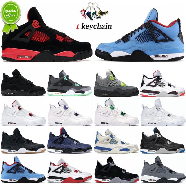 

2023 men 4s basketball shoes black cat midnight navy green glow white sail university blue red thunder tattoo mens women sport sneakers trai