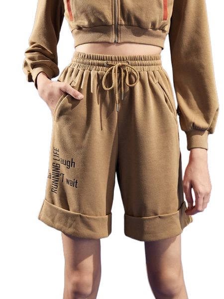 

x margot breard slogan graphic roll hem track shorts x0fg#, White;black