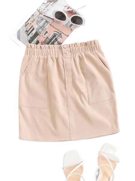 

paperbag waist slant pocket skirt l1ph#, Black