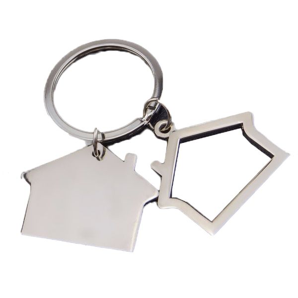 

spin house shaped keychains metal real estate keyrings custom logo for gifts ys22, Silver