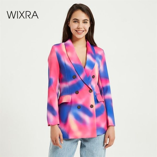 

wixra womens blazer autumn spring double breasted casual new fashion long sleeve coat high street outerwear y201026, White;black