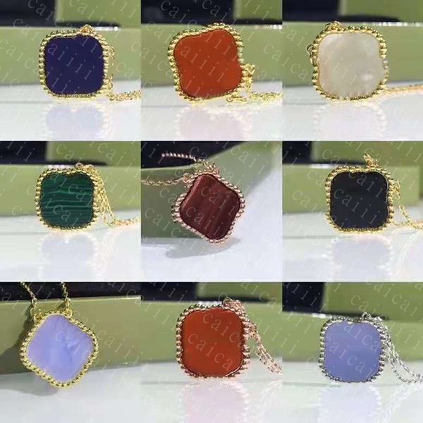 

pendant necklace women designer necklaces four leaf clover rose gold silver wedding shell agate flower shape pendants link chain necklace