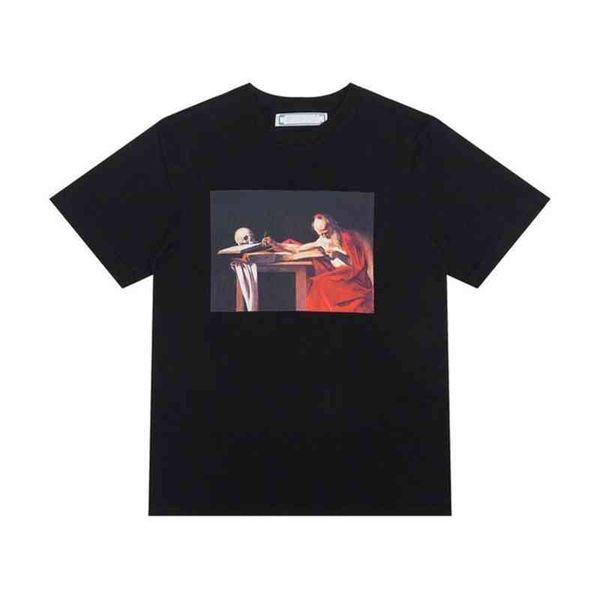 

men's t-shirts off brand designer fashion offs mens t tees luxury t-shirt religious oil painting letter back arrow tshirts clothing loo, White;black