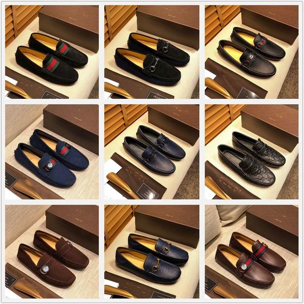 

aa summer luxury loafers fashion men's casual shoes designer genuine leather flats leisure businessmen loafer men white driving shoe 11, Black