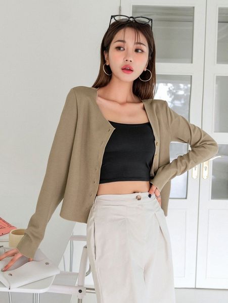 

dazy solid ribbed button up tee t1yt#, White