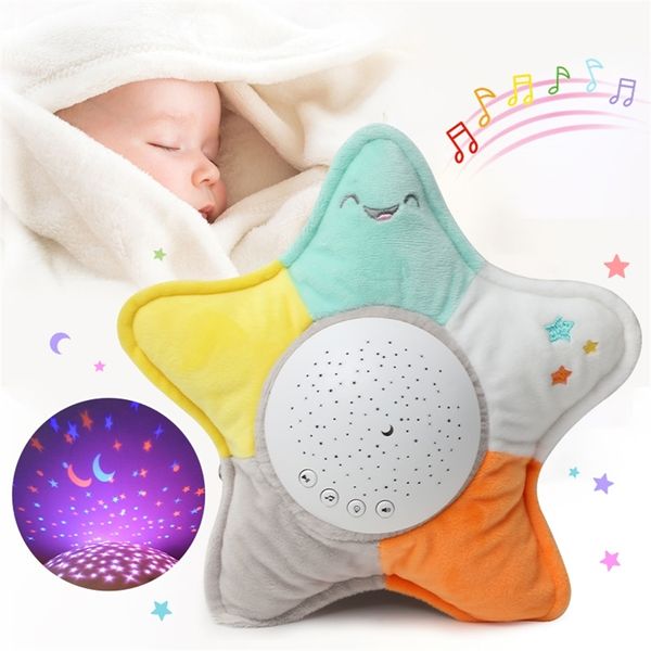 Çocuklar yumuşak oyuncaklar doldurulmuş uyku led gece lambası doldurulmuş hayvan peluş oyuncaklar müzik yıldızları ile projektör ışık bebek oyuncakları için kız çocuk 220531