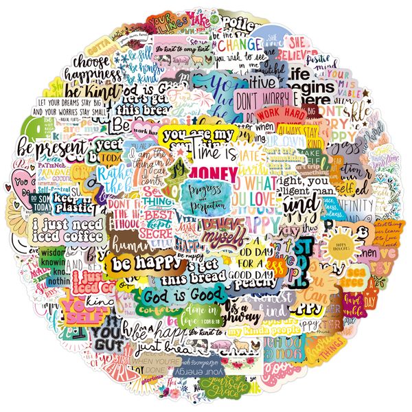 

100pcs lot funky inspirational text kawaii cute stickers aesthetic for diy water bottle wall luggage pencil phone case lapnotebook car decal