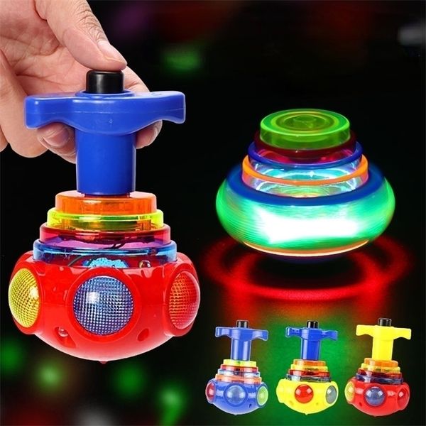 Tops luminosos de flash giratórios Tops de brinquedo colorido de ejeção de ejeção colorida Giroscópio LED infantil Classic Toys 220815