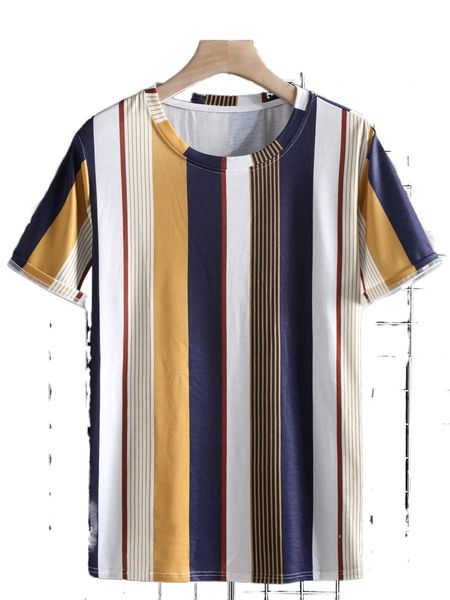

men block striped tee 41iy#, White;black