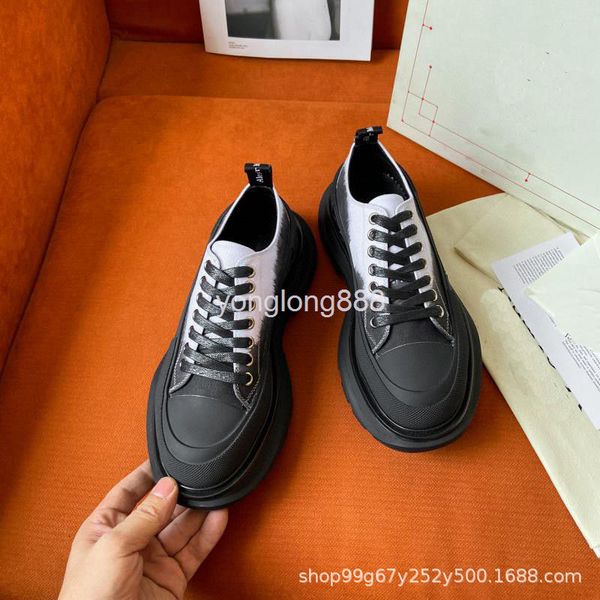 

dress shoes autumn canvas shoes female student ins thick soles with high casual temperament sole upper, Black